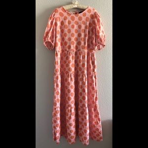 Women’s Who What Wear tier polka dot maxi dress w/ balloon short sleeves size M